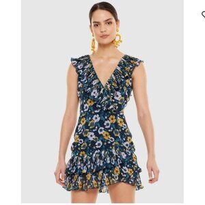 La Maison Talulah Light It Up‎ Mini Dress Floral Ruffle V Neck Sleeveless  L